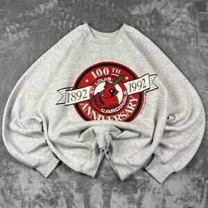 Jerzees Men's 100th Anniversary St Louis Cardinals Sweatshirt Gray size large